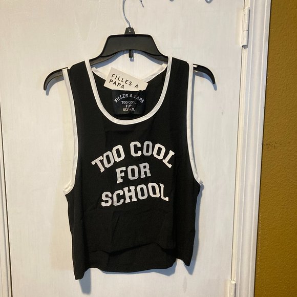 Filles a Papa FAP women's size II (medium) TOO COOL FOR SCHOOL wide arm tank top - Picture 1 of 5